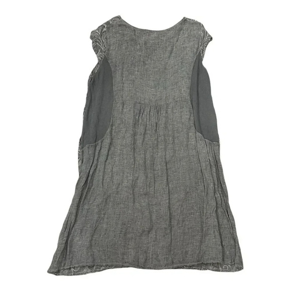 Lungo L’arno Gray 100% Linen Stitched Pattern Shift Dress 2X - Picture 2 of 5